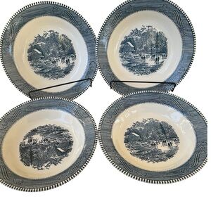 Currier & Ives 8.5" W Soup Bowl Royal
China  8.5"W Early Winter Vintage set of 4